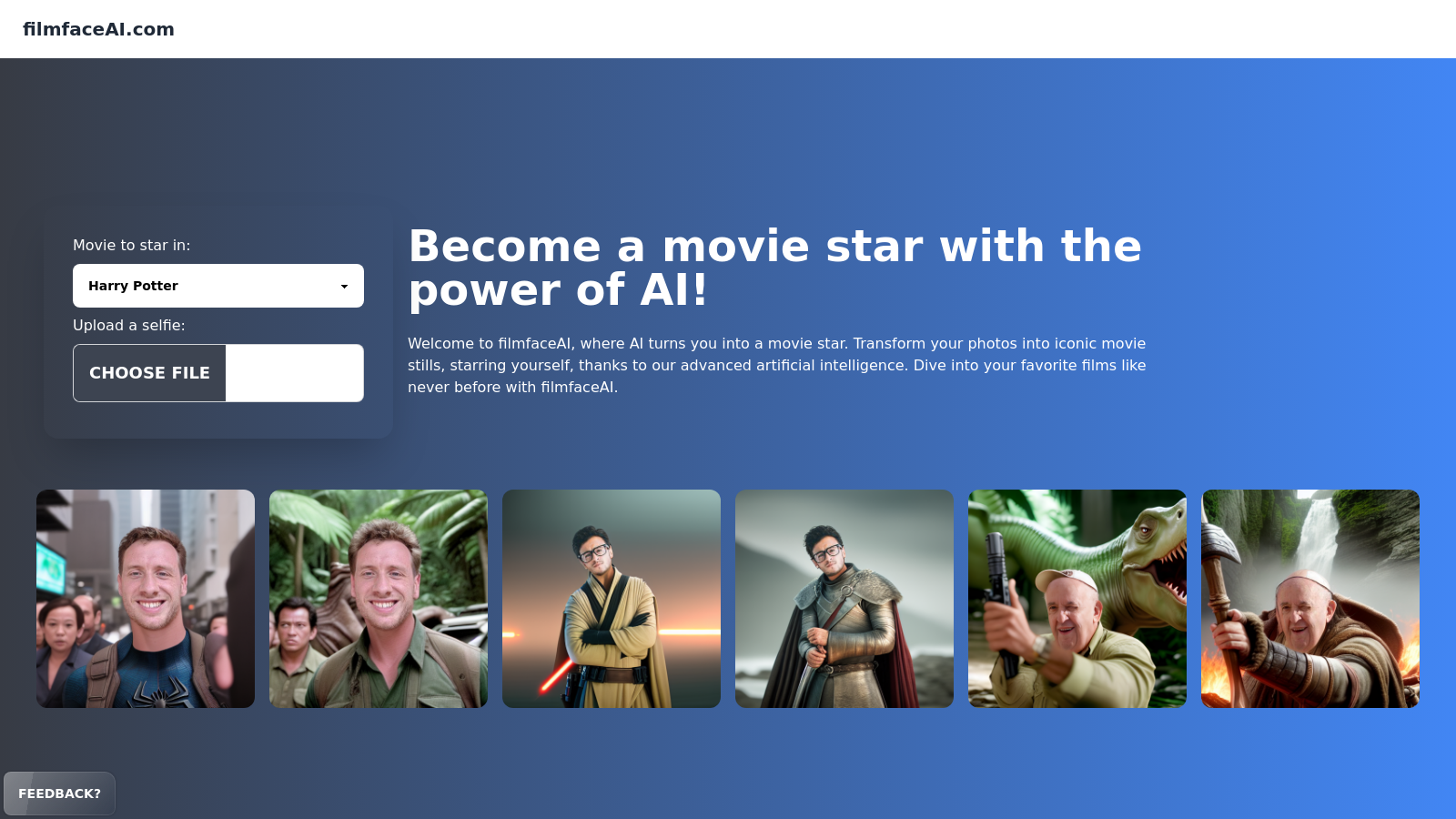 Transform into a Movie Star with filmfaceAI