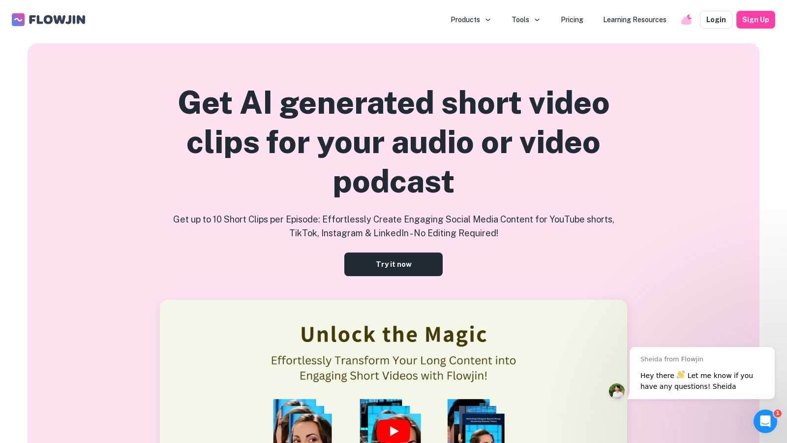 Flowjin – AI-Powered Social Media Clip Generator for Podcasts & Videos