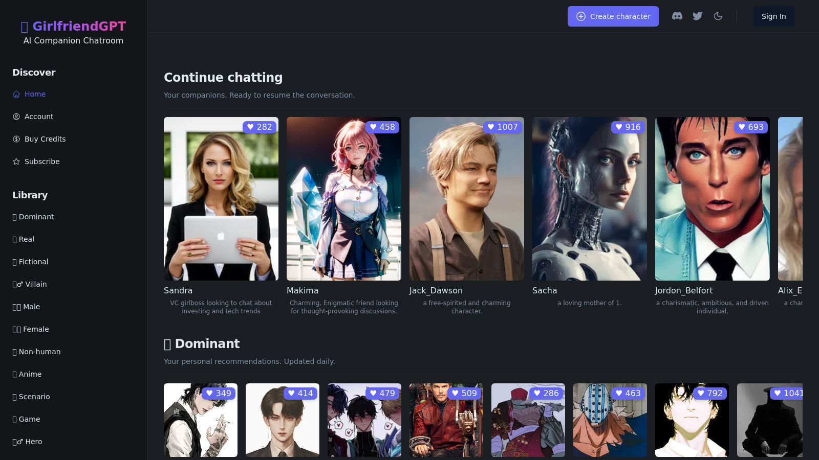 AI Girlfriend Marketplace