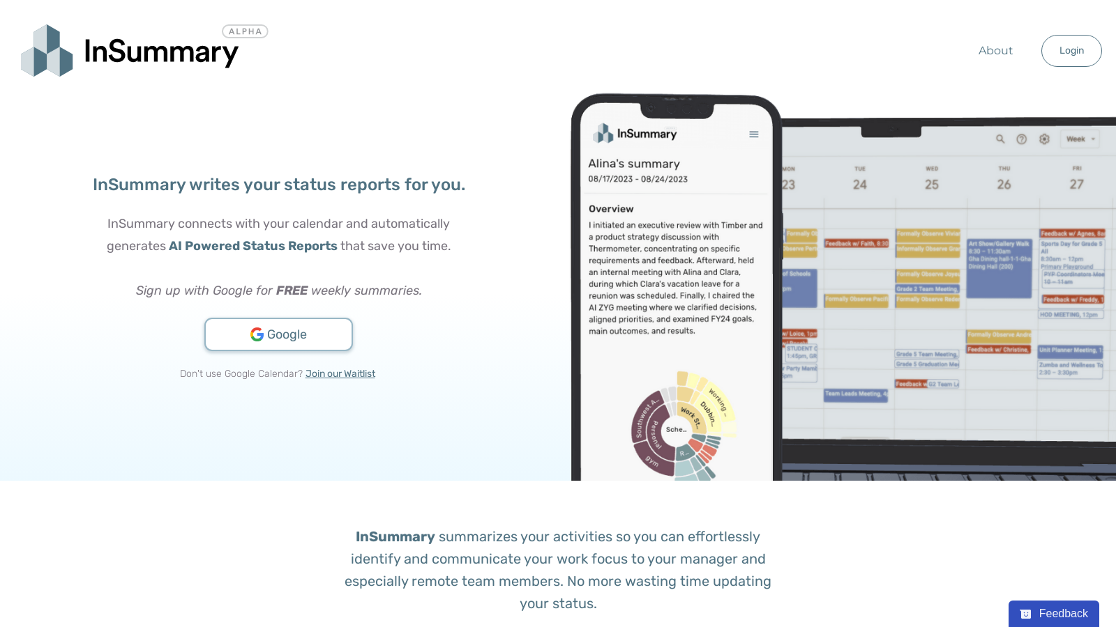 InSummary: AI Powered Status Reports to Boost Productivity