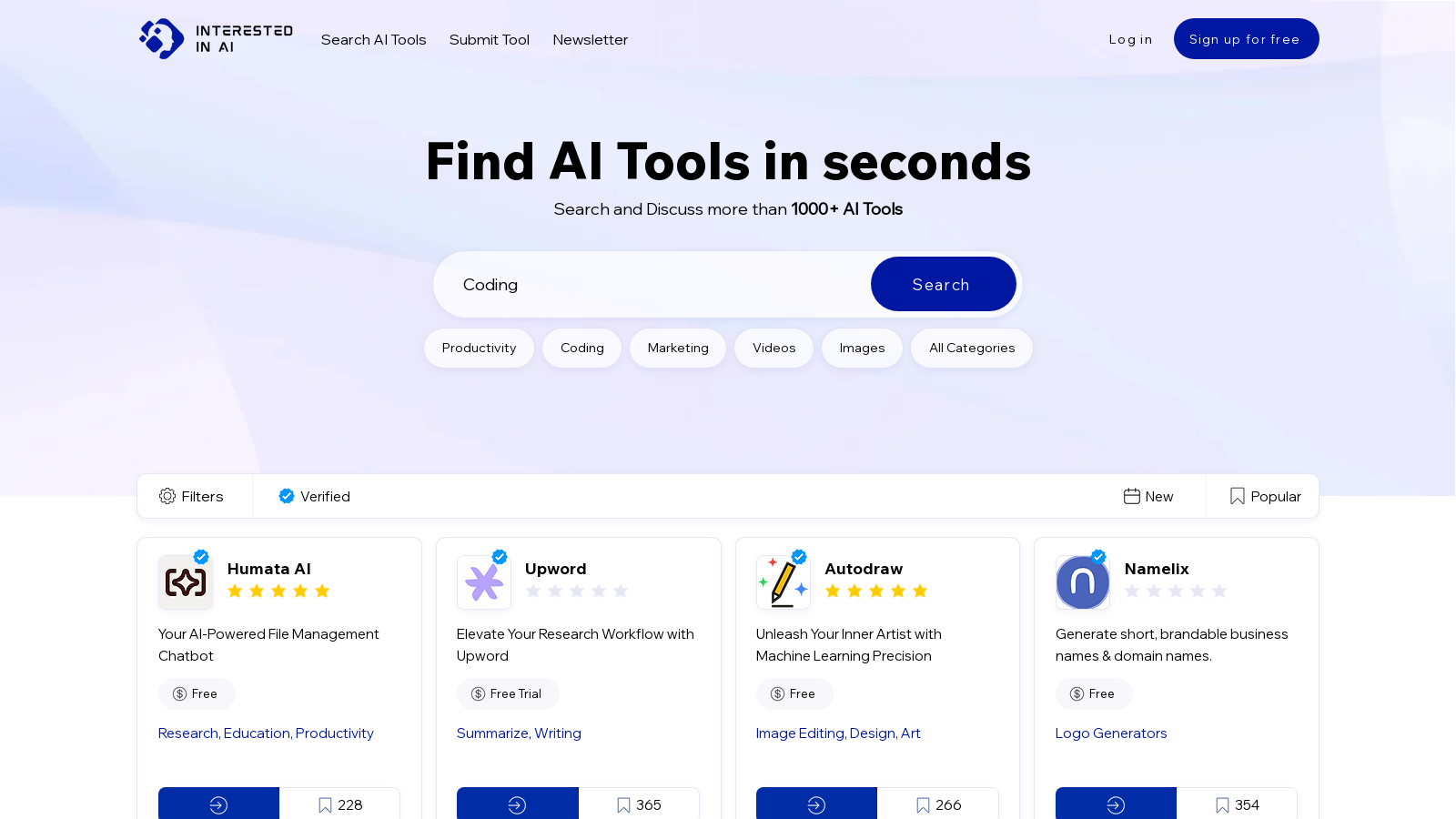 Discover Top AI Tools – Search, Discuss & Engage | Interested In AI