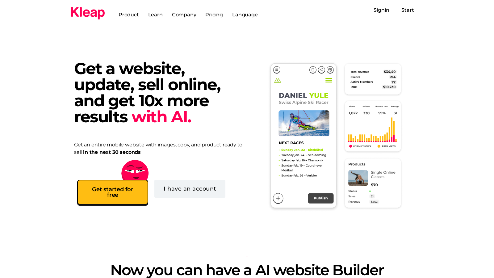Kleap: AI Website and QR Code Generator for Fast and Easy Online Business Building