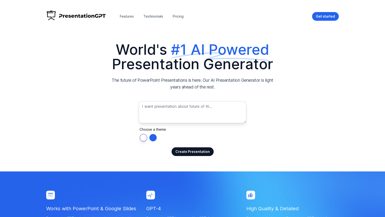 PresentationGPT – World’s #1 AI Powered Presentation Generator