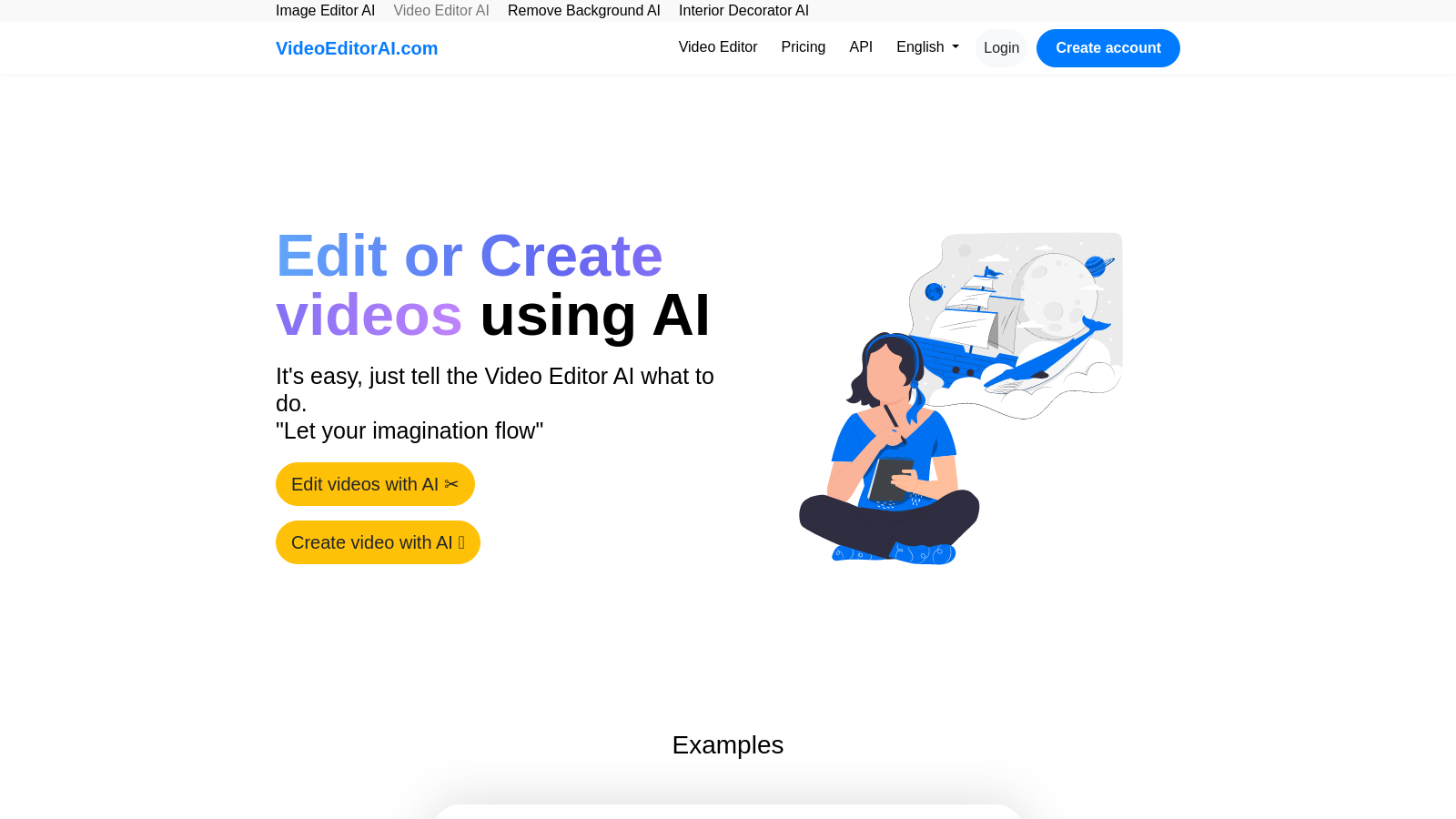 VideoEditorAI.com – Edit or Create Videos Using AI